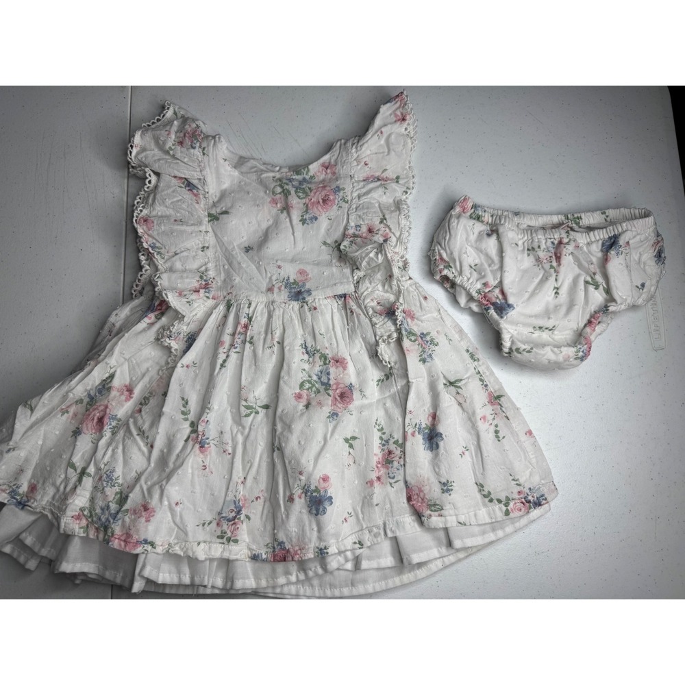 Catherine Malandrino Toddler Girls Floral Swiss Dot Dress‎ and Bloomers Set 24M